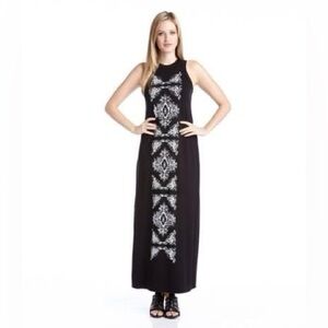 Karen by Karen Kane Black Maxi Dress Geometric Print Sleeveless Size S